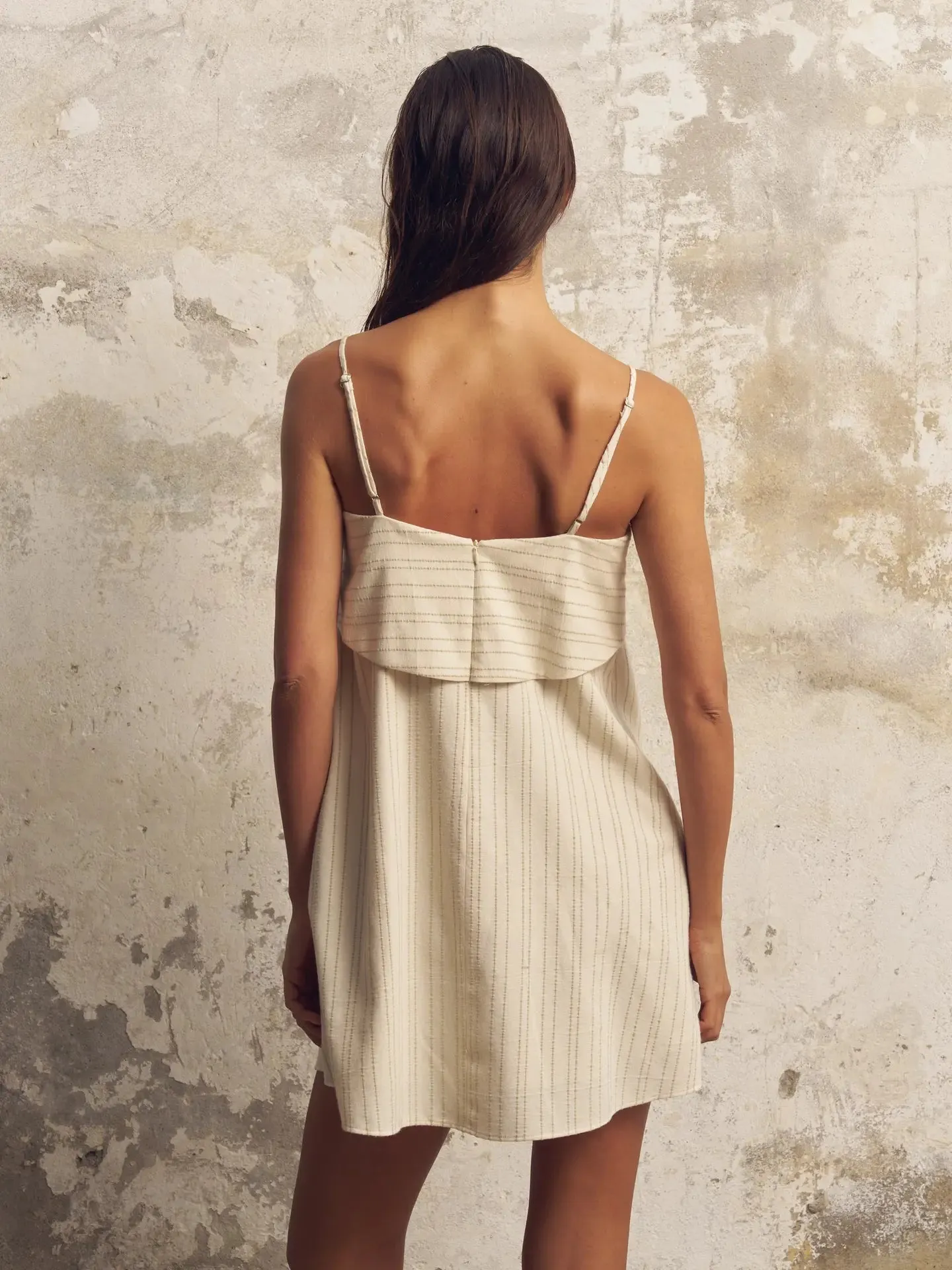 Puglia Stripes Mini Dress Oatmeal