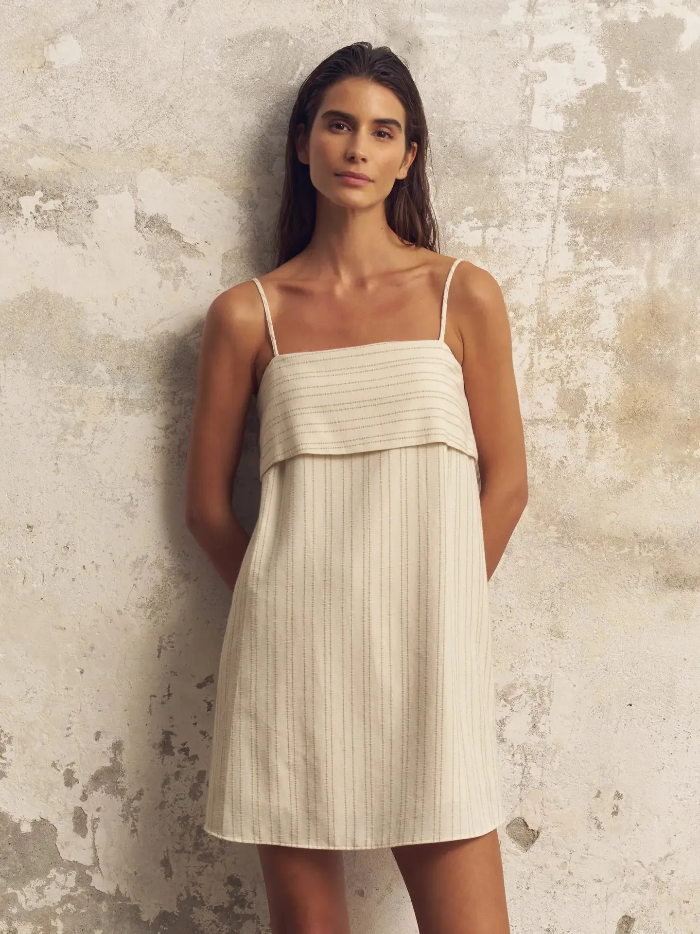 Puglia Stripes Mini Dress Oatmeal