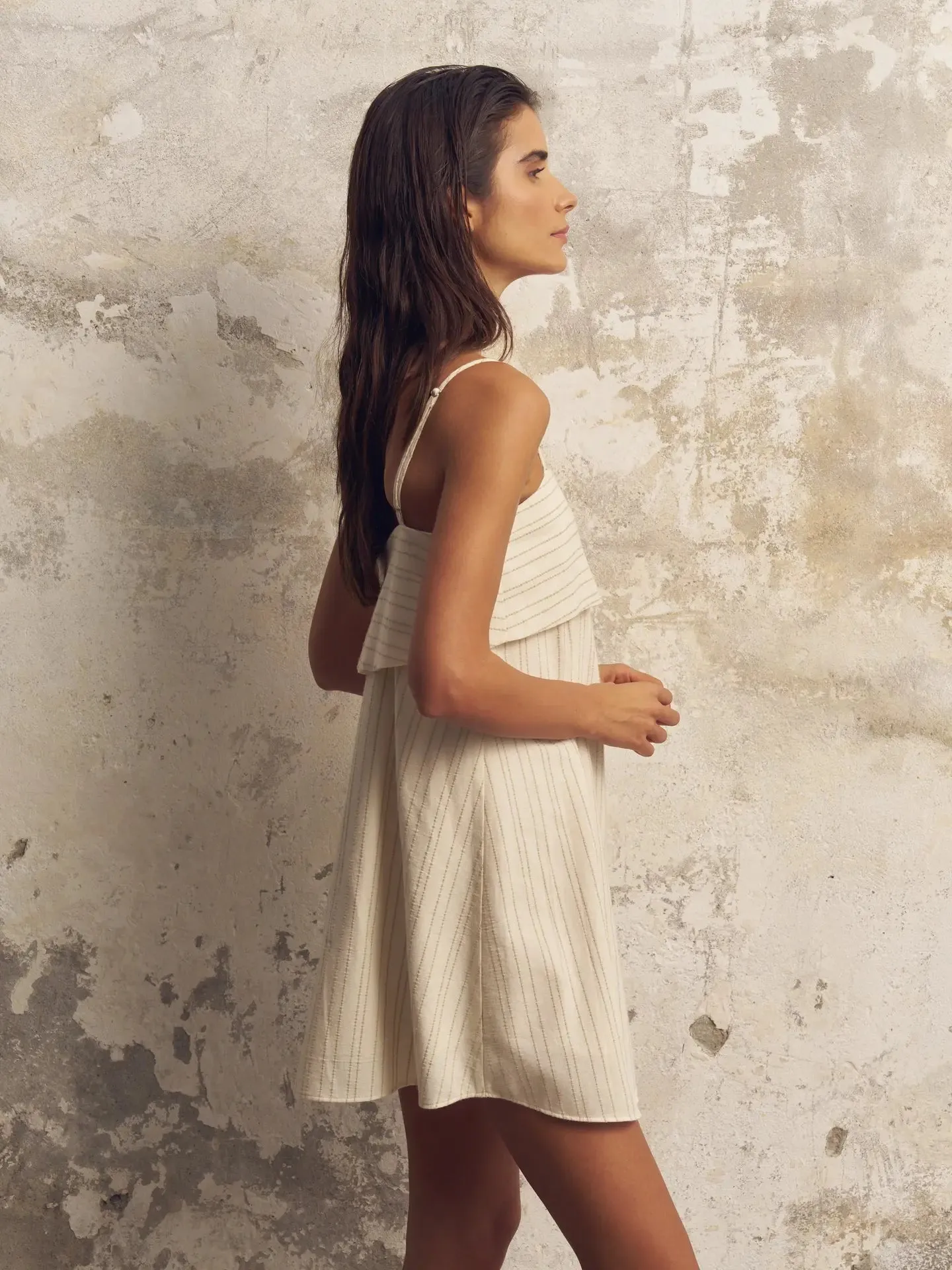 Puglia Stripes Mini Dress Oatmeal