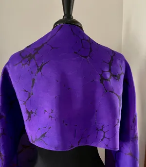 Purple Burgundy Blue Italian vein Water Marbled Habotai Silk 14x72.
