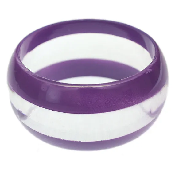 Purple Clear Striped Round Bangle Bracelet