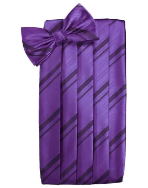 Purple Striped Satin Cummerbund