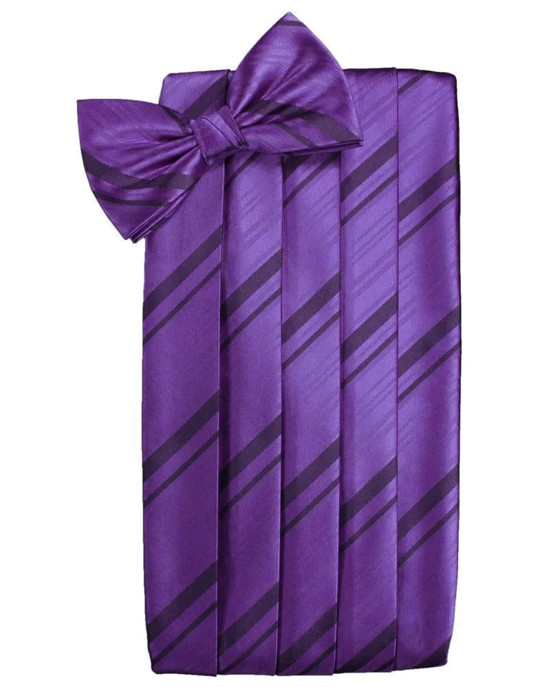 Purple Striped Satin Cummerbund