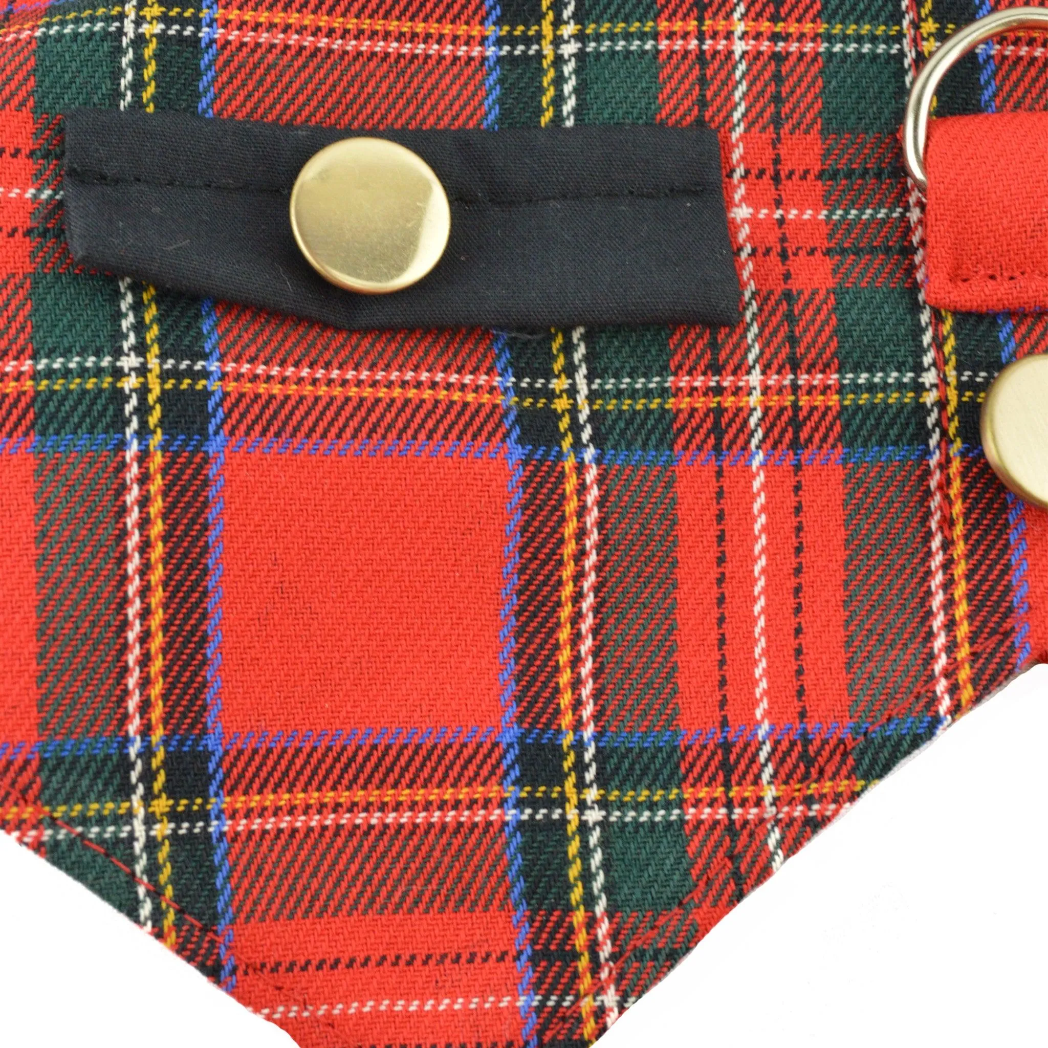 Red Tartan Plaid Boy Dog's Vest With Built In Harness