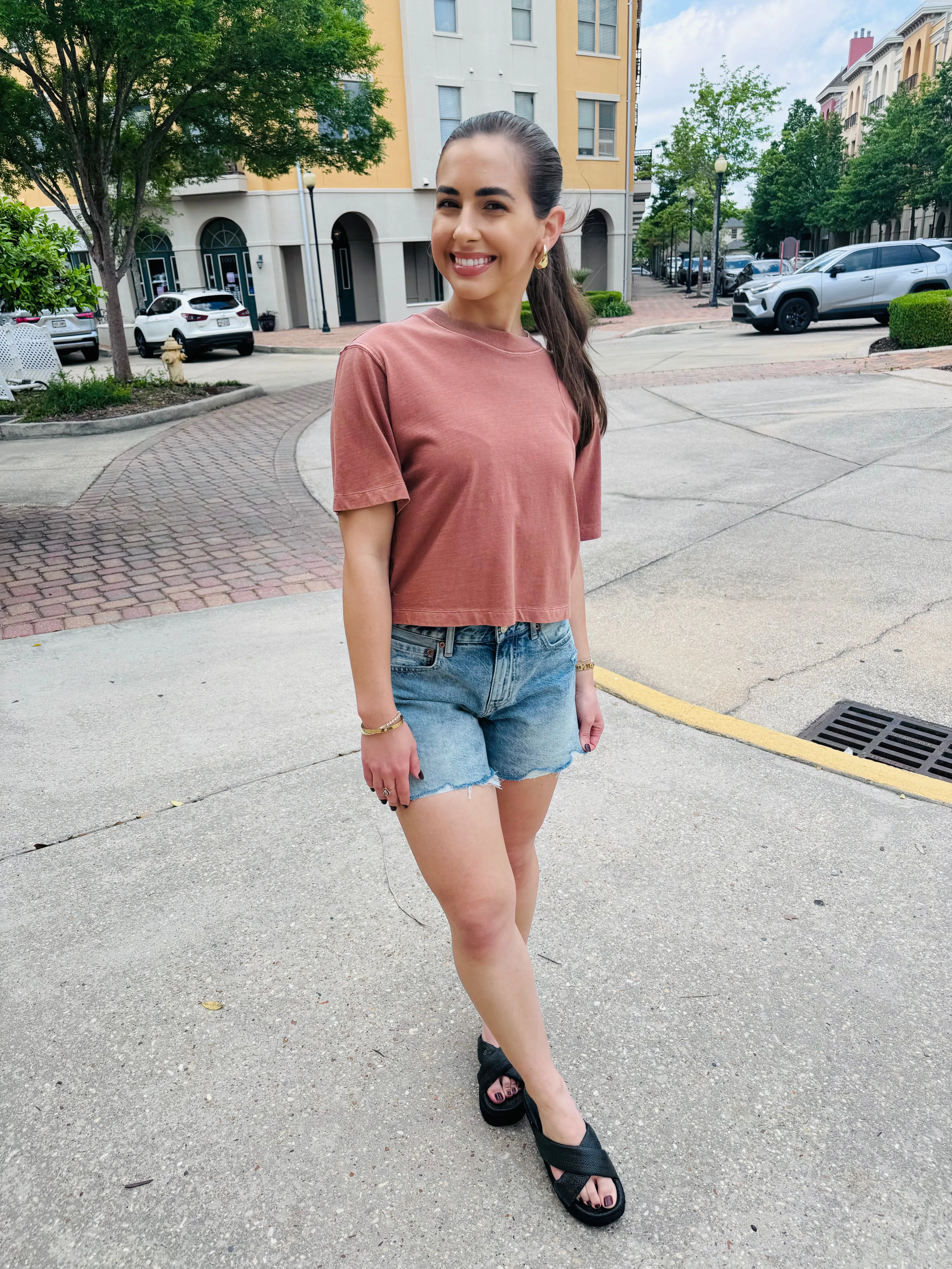 Relaxed Crop Short Sleeve Top