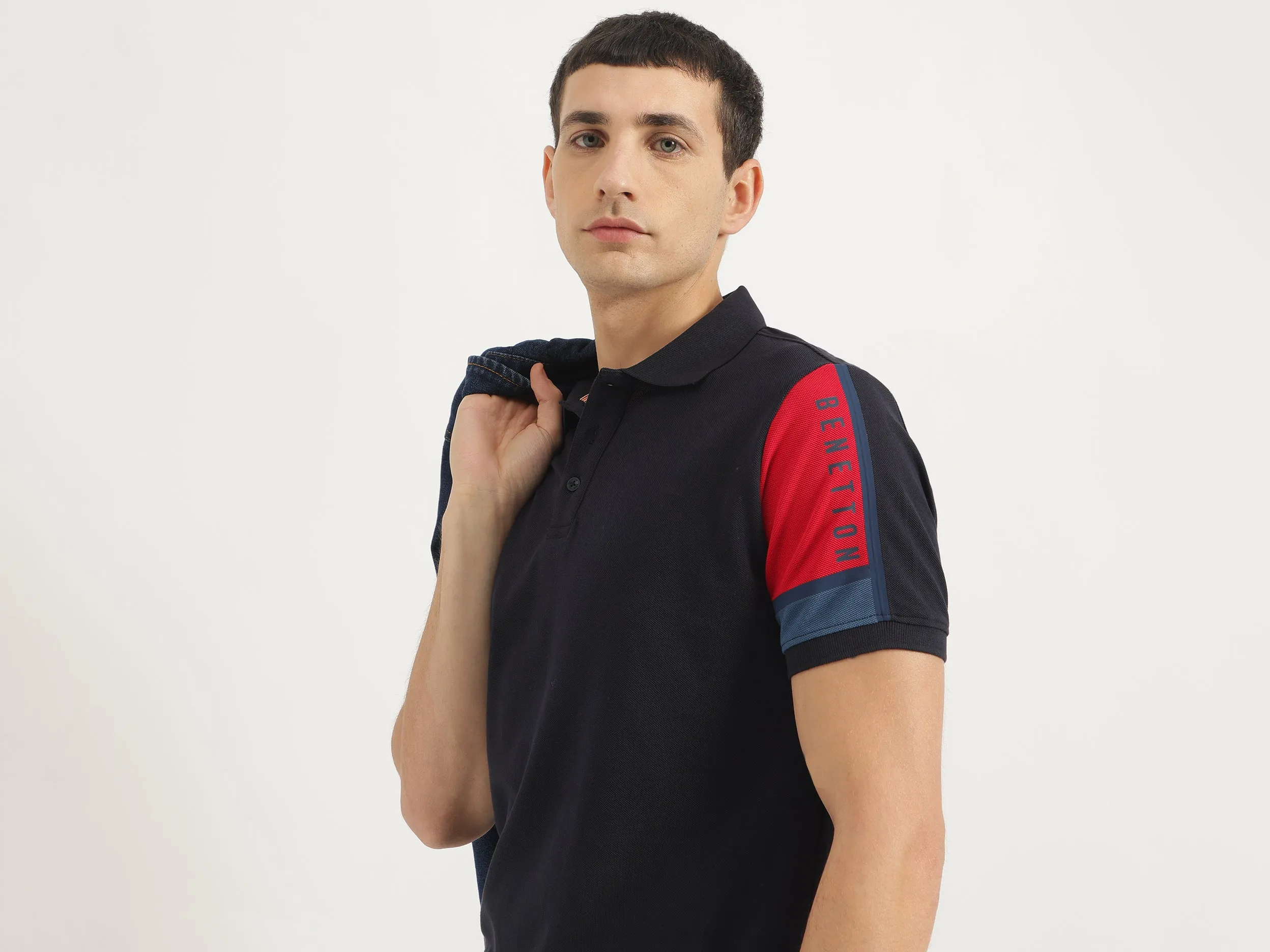 Relaxed Fit Polo Neck Solid Tshirt