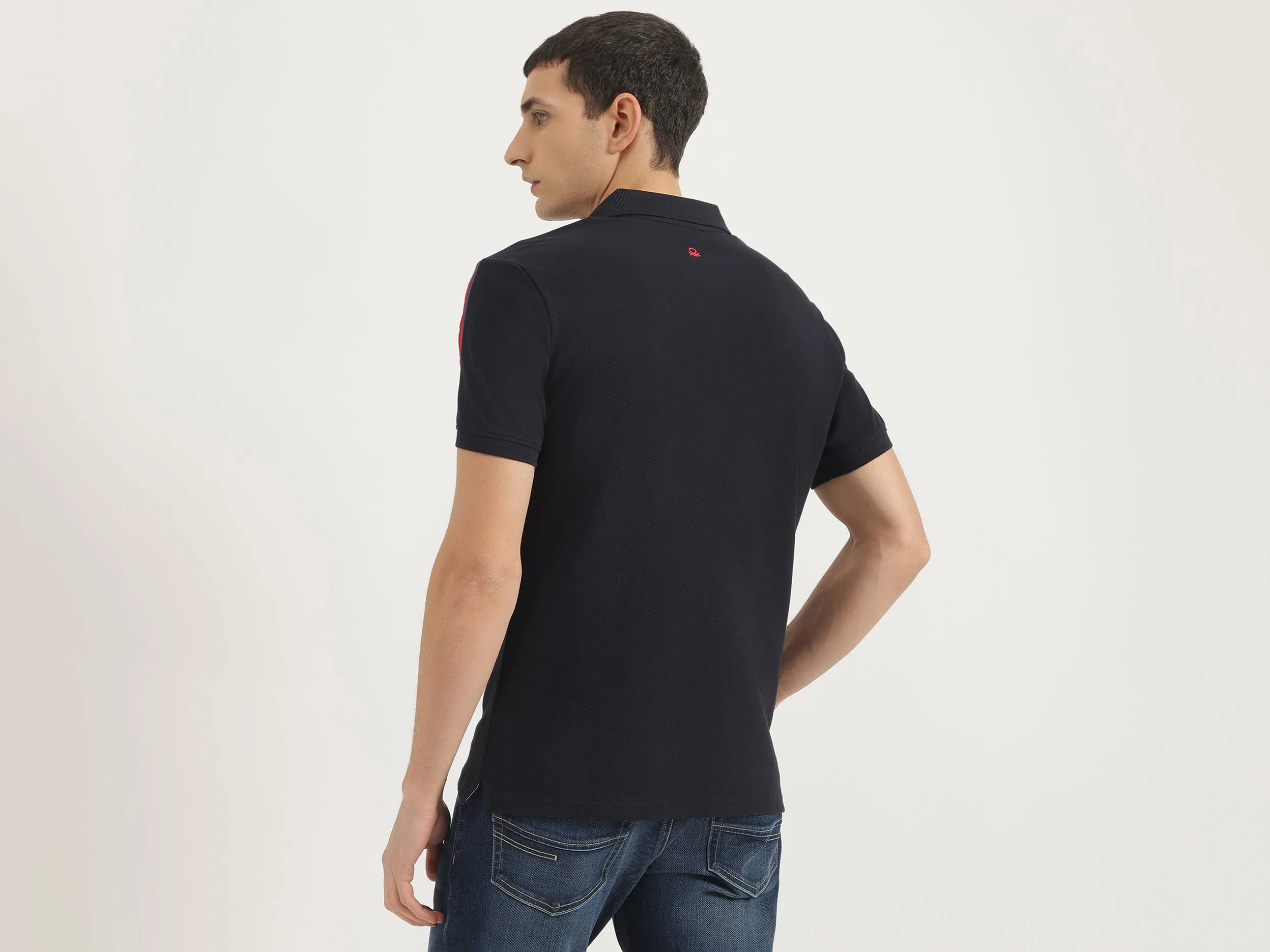 Relaxed Fit Polo Neck Solid Tshirt