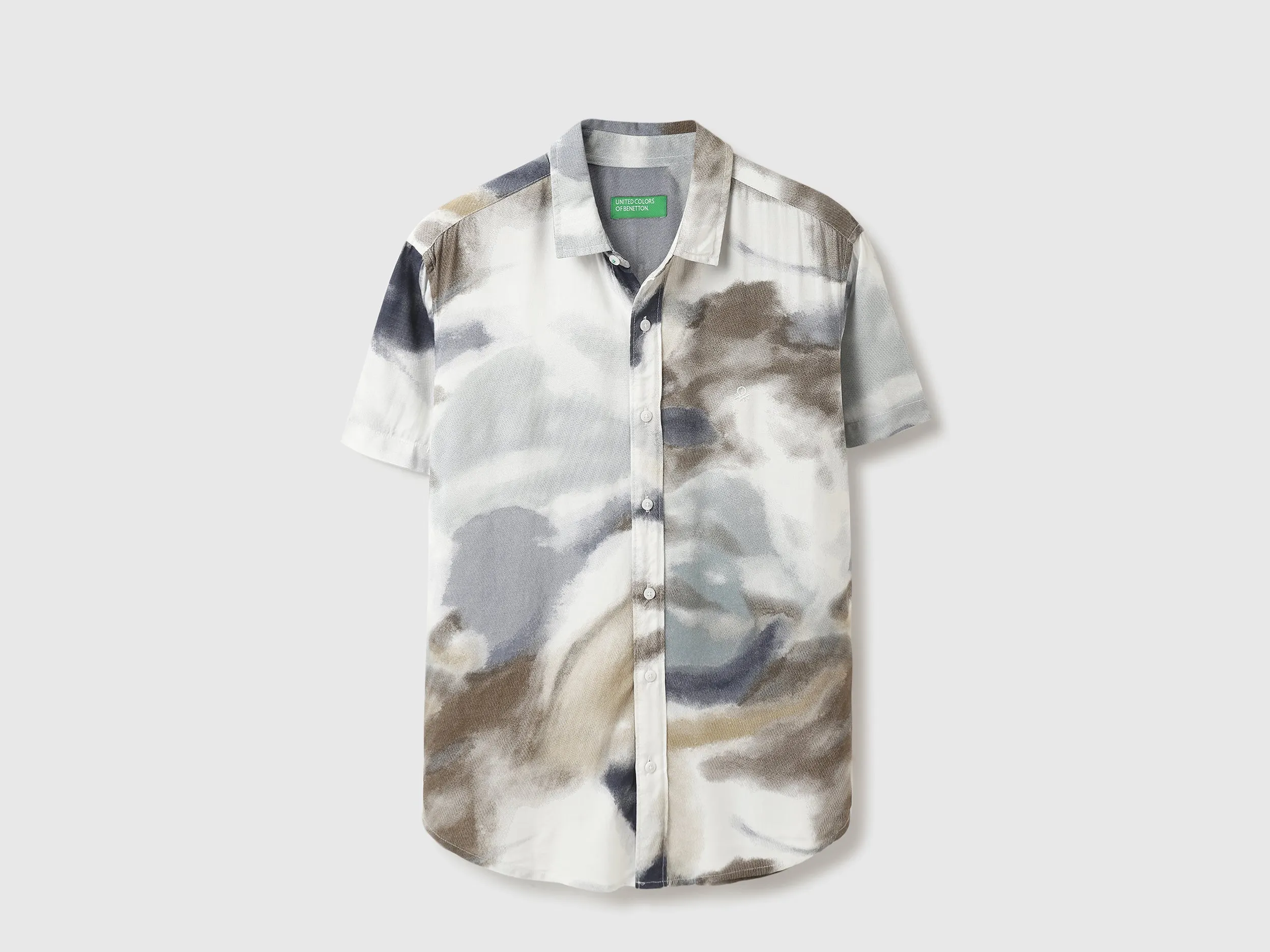 Relaxed Fit Spread Collar Abstract Shirt
