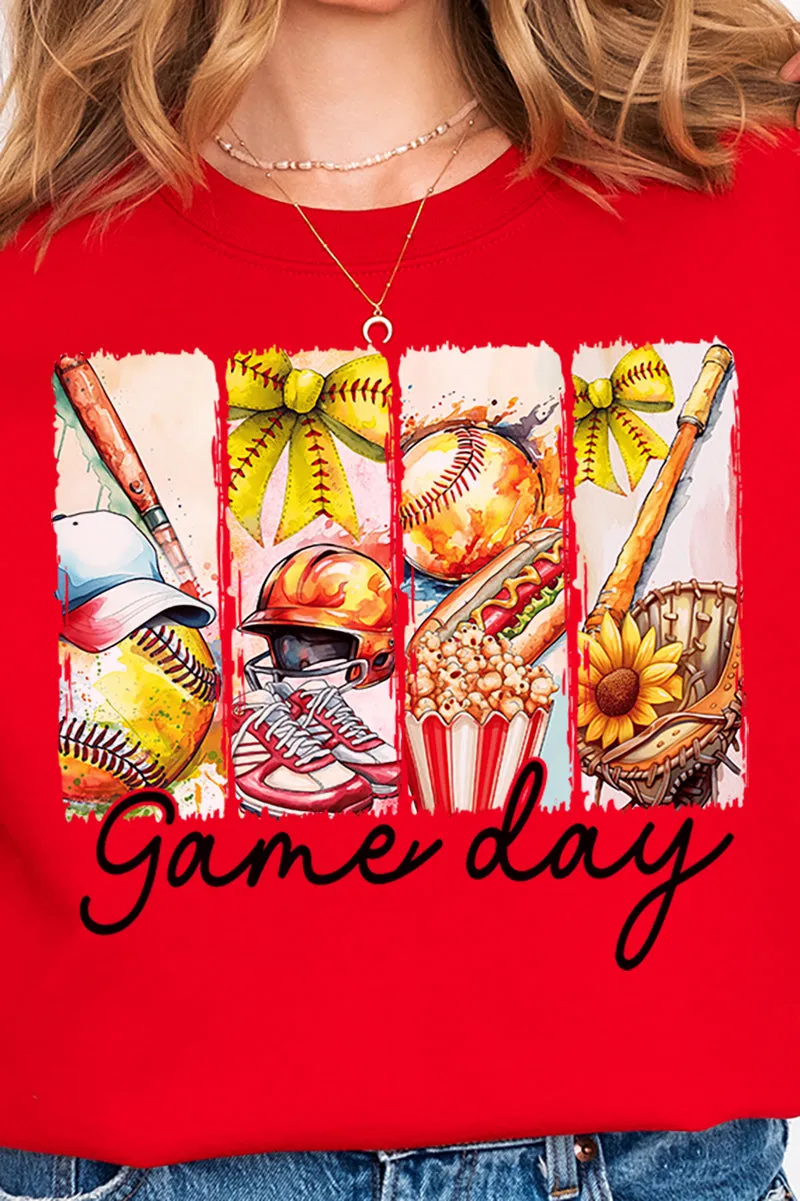 Retro Softball Game Day Heavy-weight Crew Sweatshirt