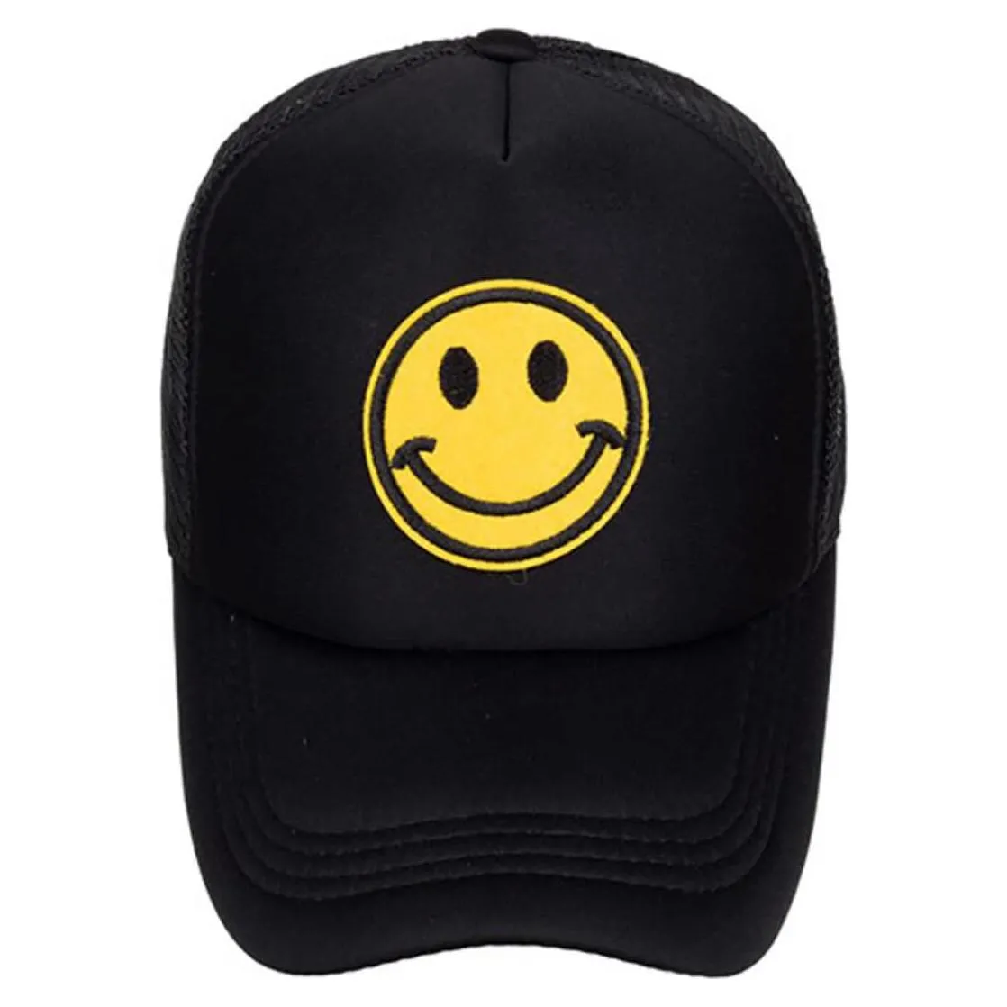 RUINUO Smile Face Baseball Cap Adjustable Trucker Hat Foam Mesh Back Hats