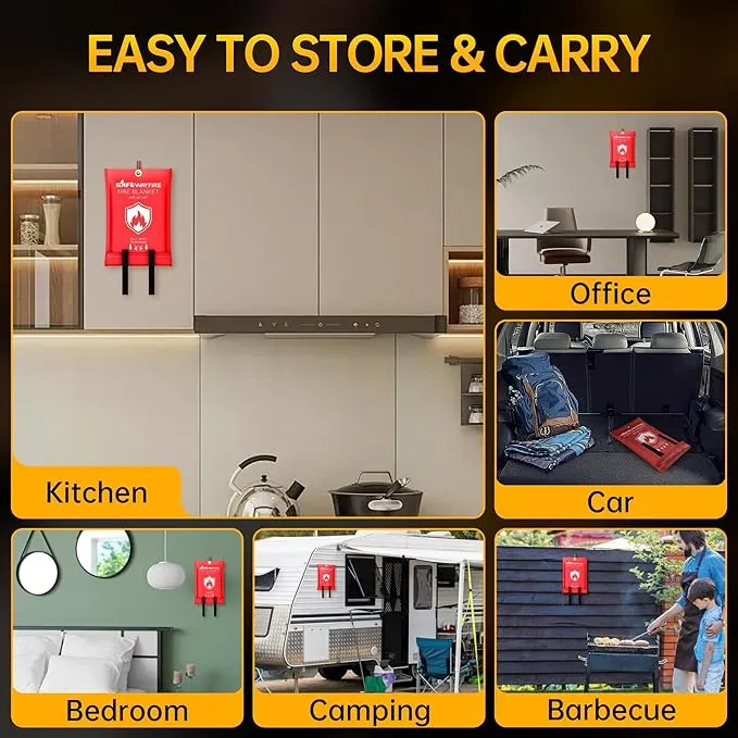 Safewayfire Emergency Fire Blanket - 1 Pack, 40'' x 40'' Fire Suppression Blanket for Kitchen, Fireproof Fiberglass Blanket for Home Safety, Swift Safe Fiberglass Fire Blankets
