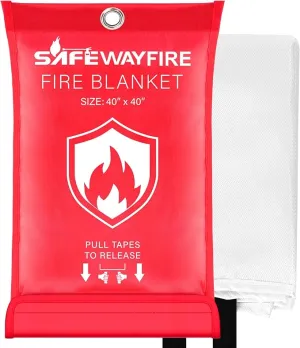 Safewayfire Emergency Fire Blanket - 1 Pack, 40'' x 40'' Fire Suppression Blanket for Kitchen, Fireproof Fiberglass Blanket for Home Safety, Swift Safe Fiberglass Fire Blankets
