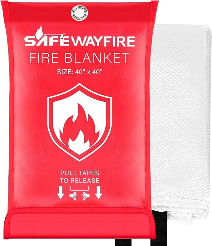 Safewayfire Emergency Fire Blanket - 1 Pack, 40'' x 40'' Fire Suppression Blanket for Kitchen, Fireproof Fiberglass Blanket for Home Safety, Swift Safe Fiberglass Fire Blankets