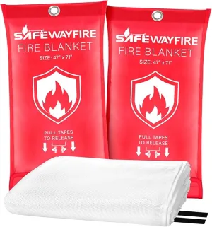 Safewayfire Emergency Fire Blanket - 2 Pack, 47'' x 71'' Fire Suppression Blanket for Kitchen, Fireproof Fiberglass Blanket for Home Safety, Swift Safe Fiberglass Fire Blankets