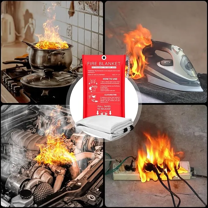 Safewayfire Emergency Fire Blanket - 8 Pack, 47'' x 71'' Fire Suppression Blanket for Kitchen, Fireproof Fiberglass Blanket for Home Safety, Swift Safe Fiberglass Fire Blankets
