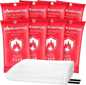 Safewayfire Emergency Fire Blanket - 8 Pack, 47'' x 71'' Fire Suppression Blanket for Kitchen, Fireproof Fiberglass Blanket for Home Safety, Swift Safe Fiberglass Fire Blankets