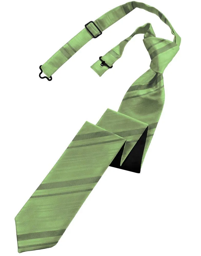 Sage Striped Satin Skinny Necktie