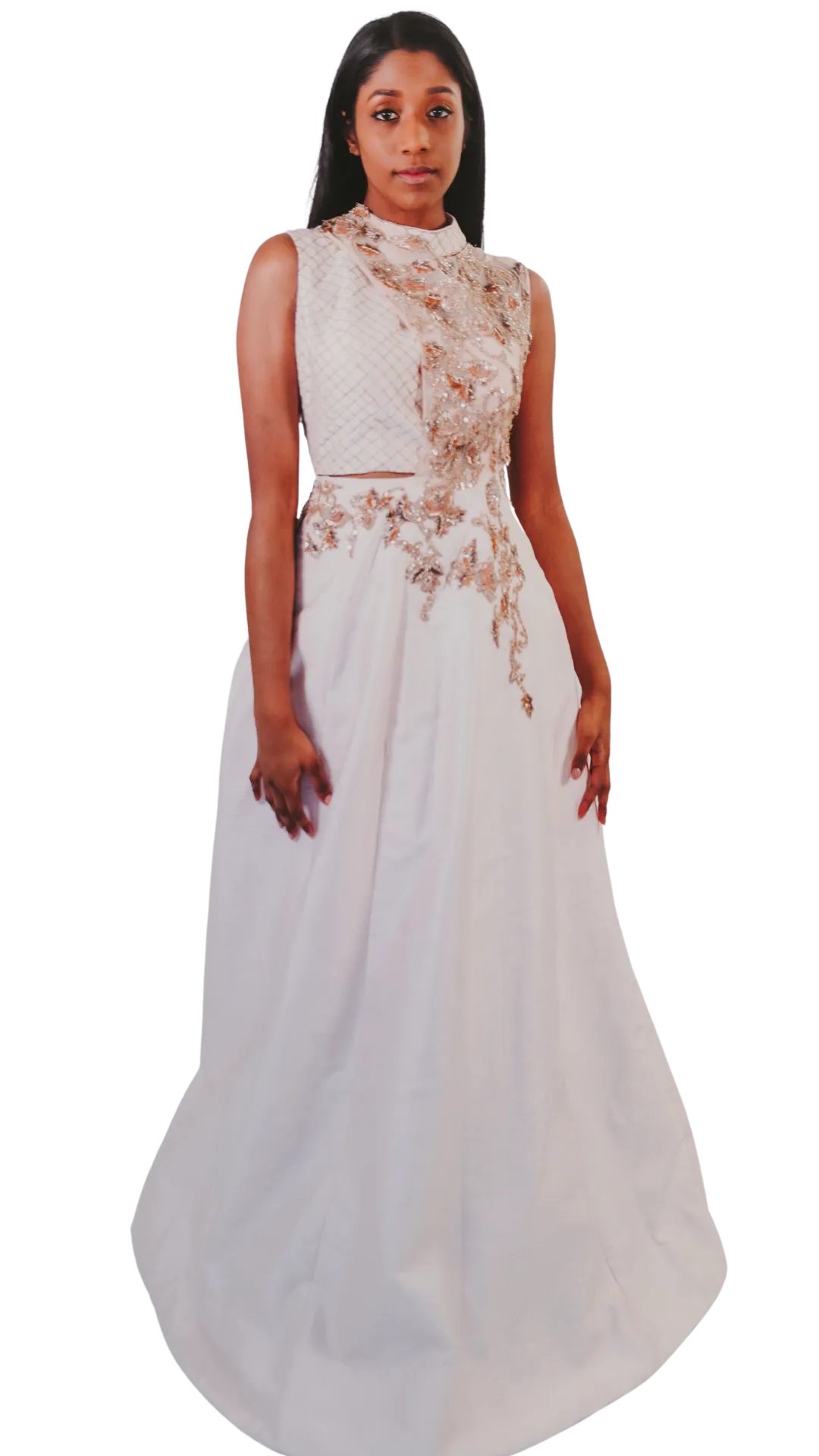SAMPLE SALE: Baby Pink Embroidered Cutout Gown: