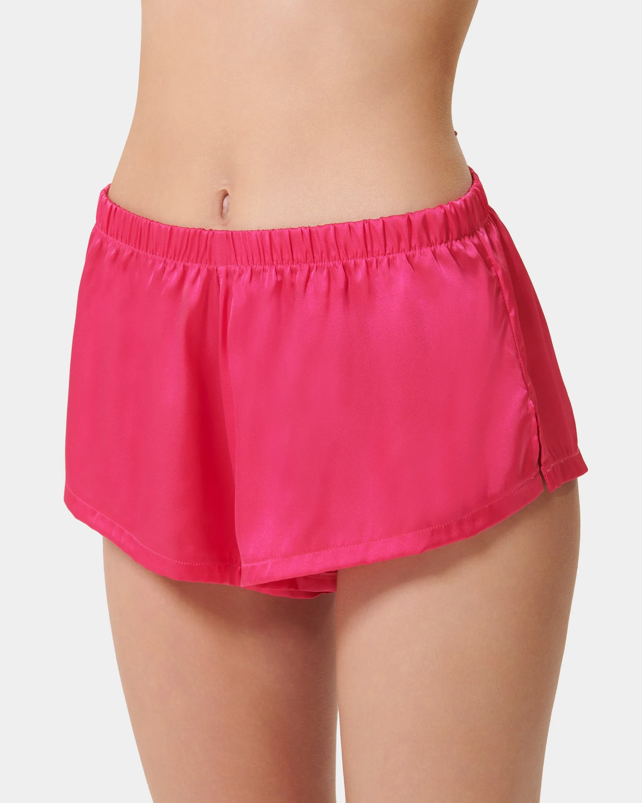 Saskia Luxury Satin Soft Bra and Short Set Fuchsia Pink