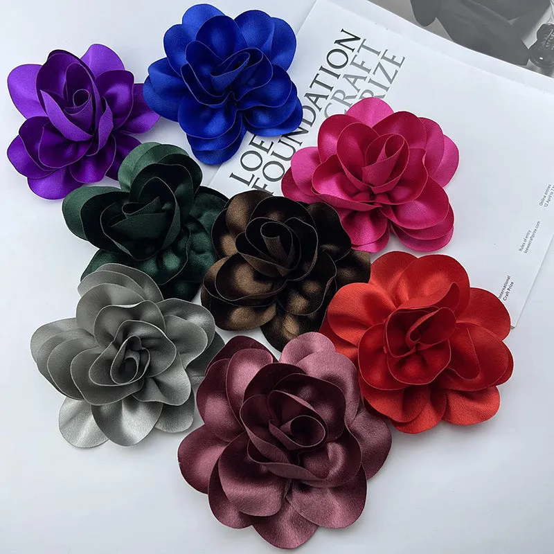Satin Fabric Flower All-match Brooch