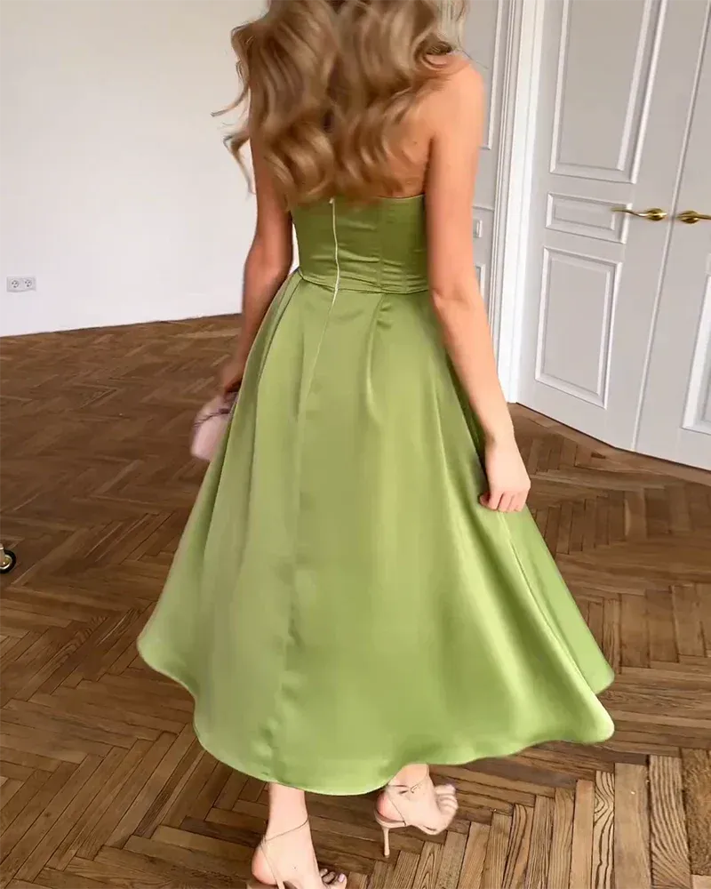 Satin Midi Dress | Elegant | Sweetheart Neckline