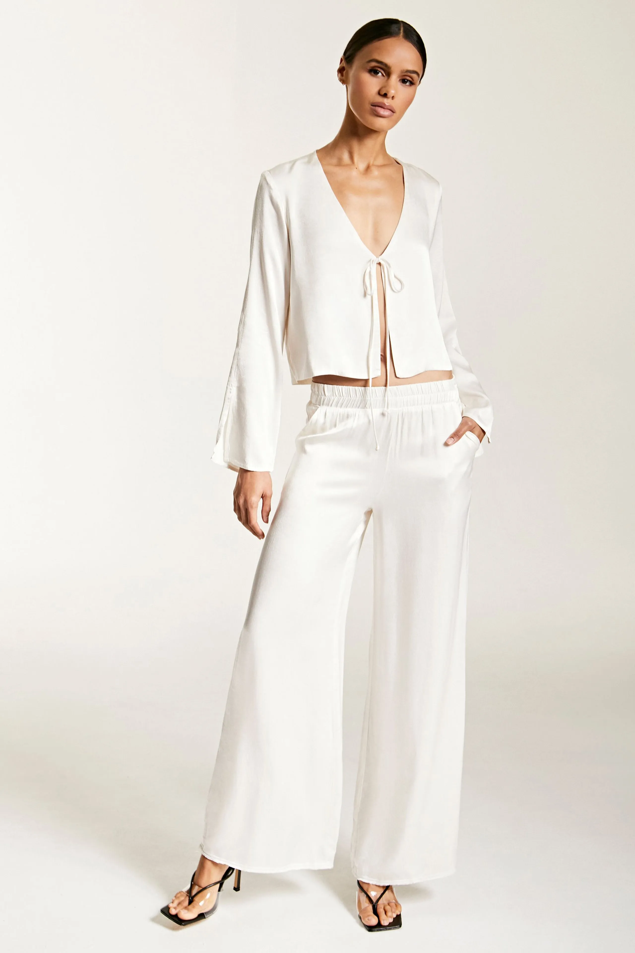 SATIN TIE FRONT TOP