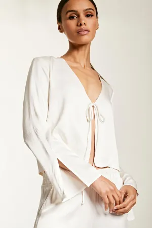 SATIN TIE FRONT TOP
