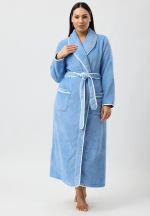 SATIN TRIM ROBE DUSK BLUE - Y806