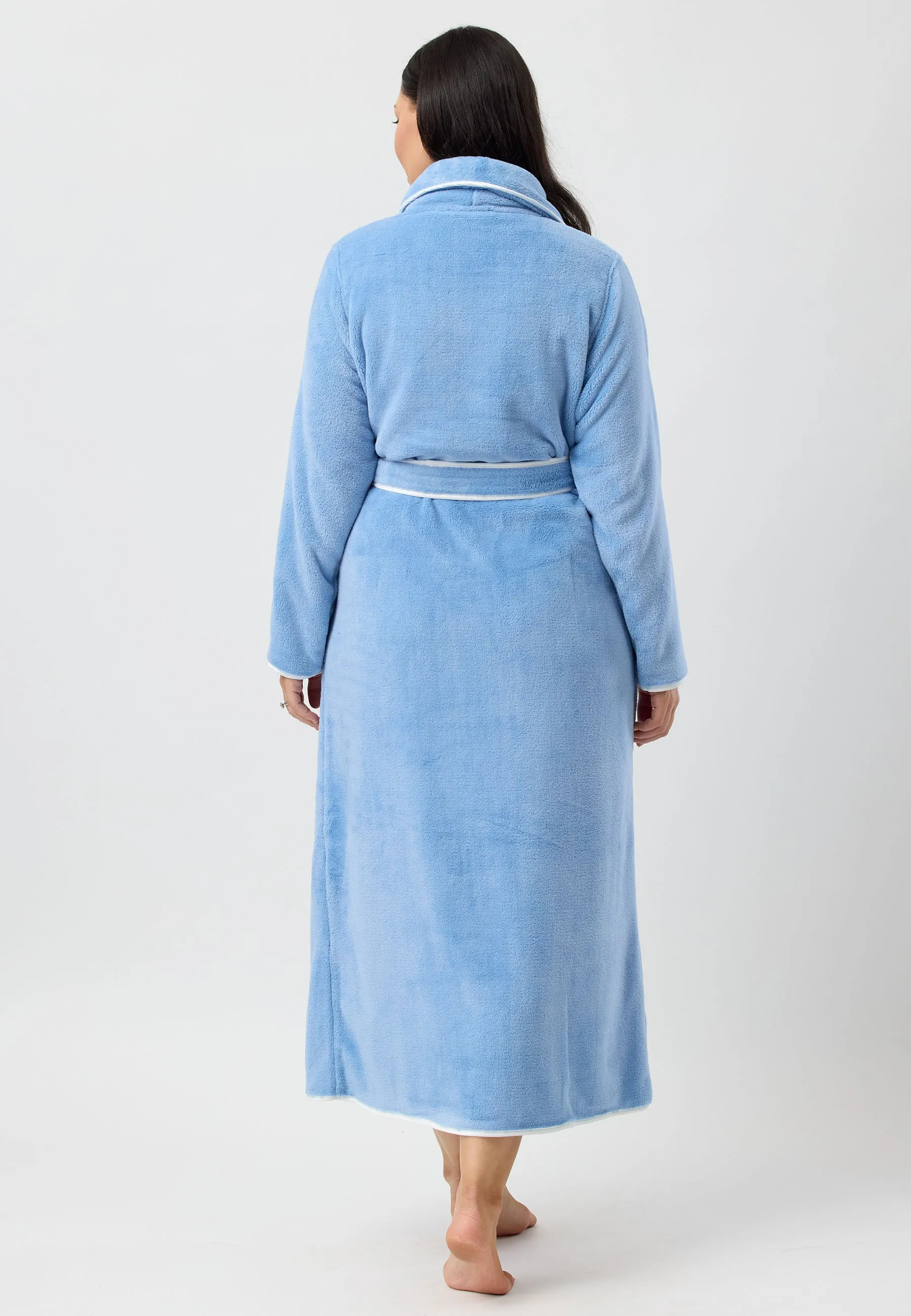SATIN TRIM ROBE DUSK BLUE - Y806