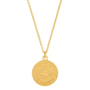 SCORPIO ZODIAC MEDALLION NECKLACE, GOLD