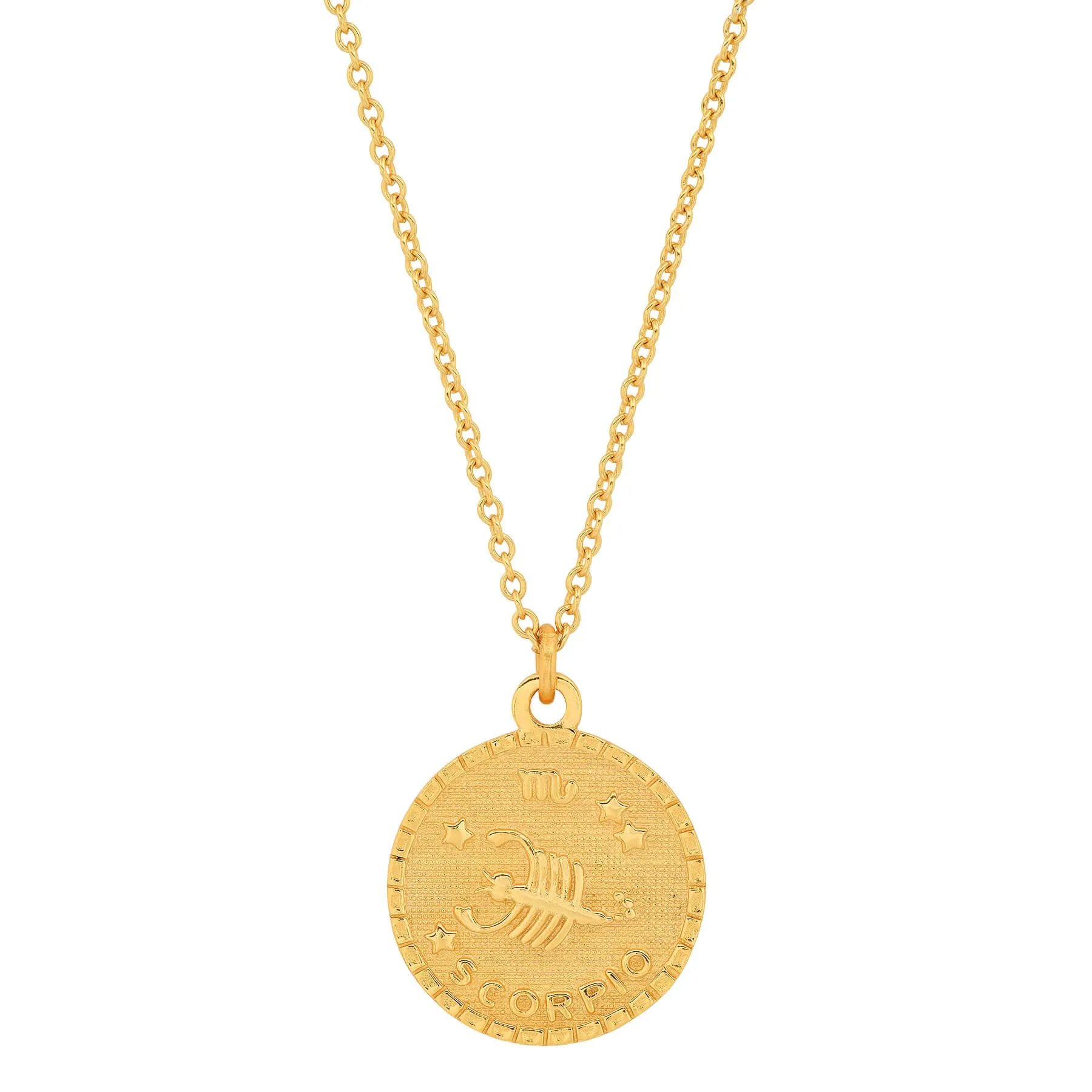 SCORPIO ZODIAC MEDALLION NECKLACE, GOLD