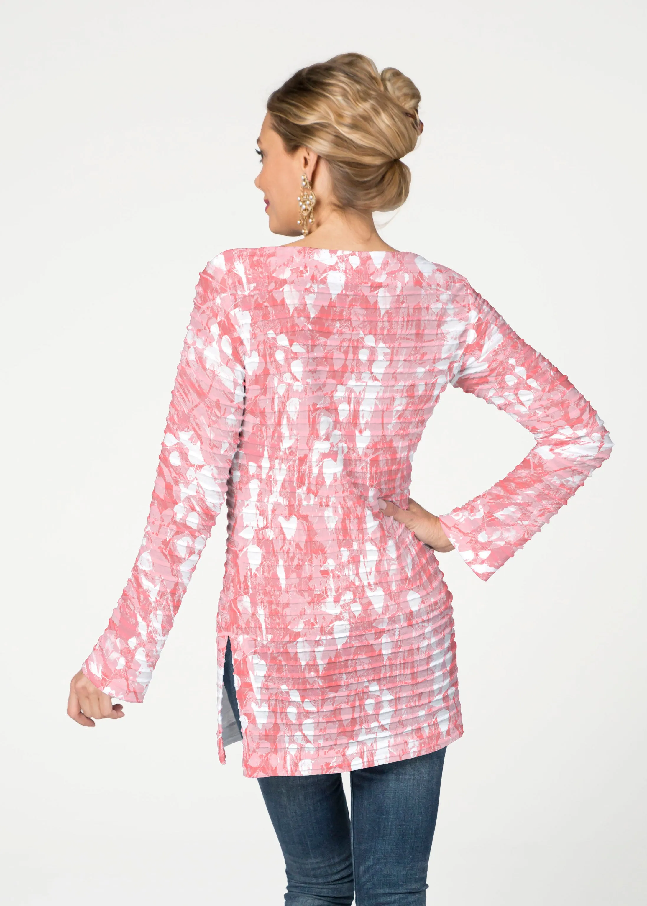 Shadow Coral (7915) ~ Banded Boatneck Tunic