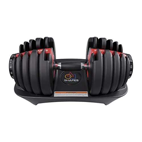 Shapes Fitness - The Ultimate Adjustable Dumbbell | 1 Piece | 15 Adjustments From 2.5kg To 24kg | For Home Gym | For Men & Women Fitness and Home Workout | Red