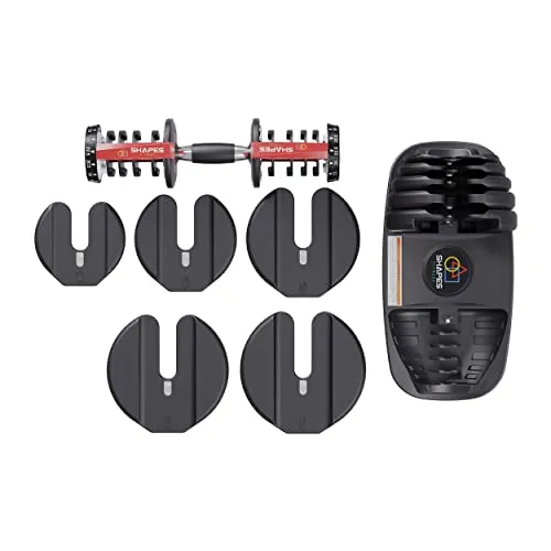Shapes Fitness - The Ultimate Adjustable Dumbbell | 1 Piece | 15 Adjustments From 2.5kg To 24kg | For Home Gym | For Men & Women Fitness and Home Workout | Red