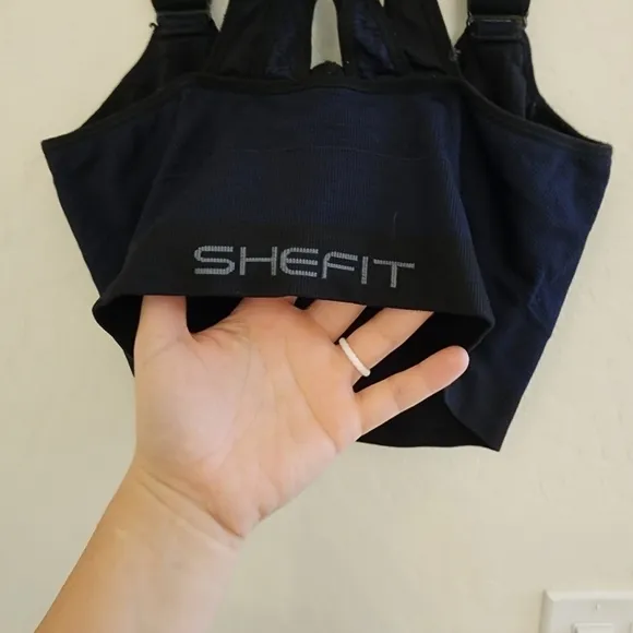 SHEFIT Black Blue Sports Bra Adjustable