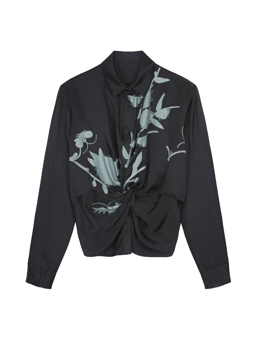 Shirt / JNBY Silk Long-sleeved Print Shirt(100% silk)