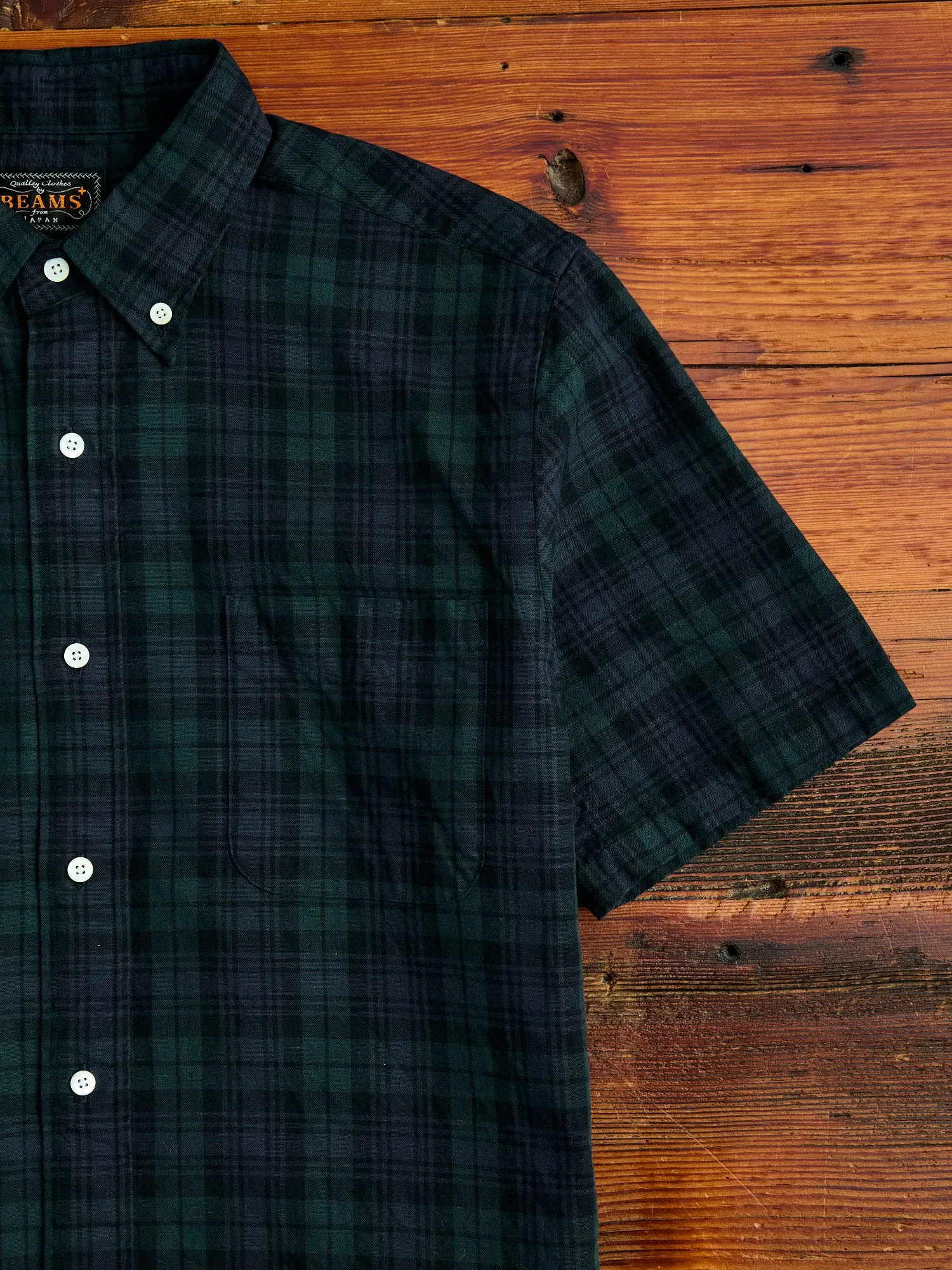 Short Sleeve Button-Down Shirt in Indigo Blackwatch
