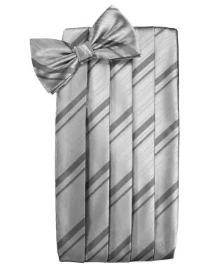 Silver Kids Striped Satin Cummerbund