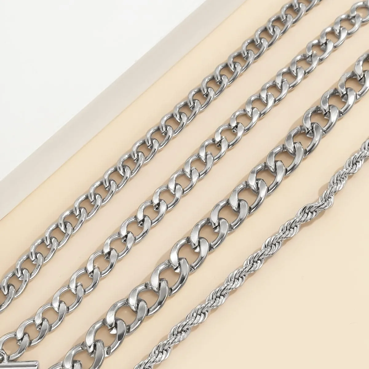 Silver-Plated Coin Toggle Chain Bracelet Set