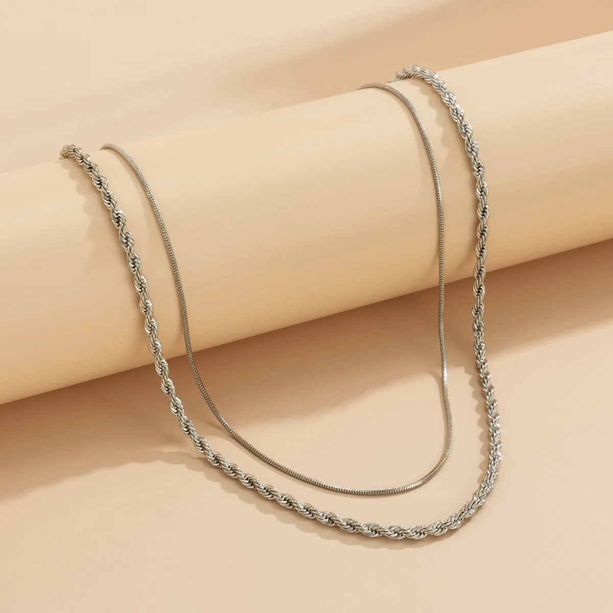 Silver-Plated Twine Necklace Set