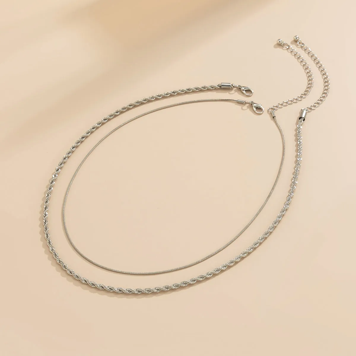 Silver-Plated Twine Necklace Set