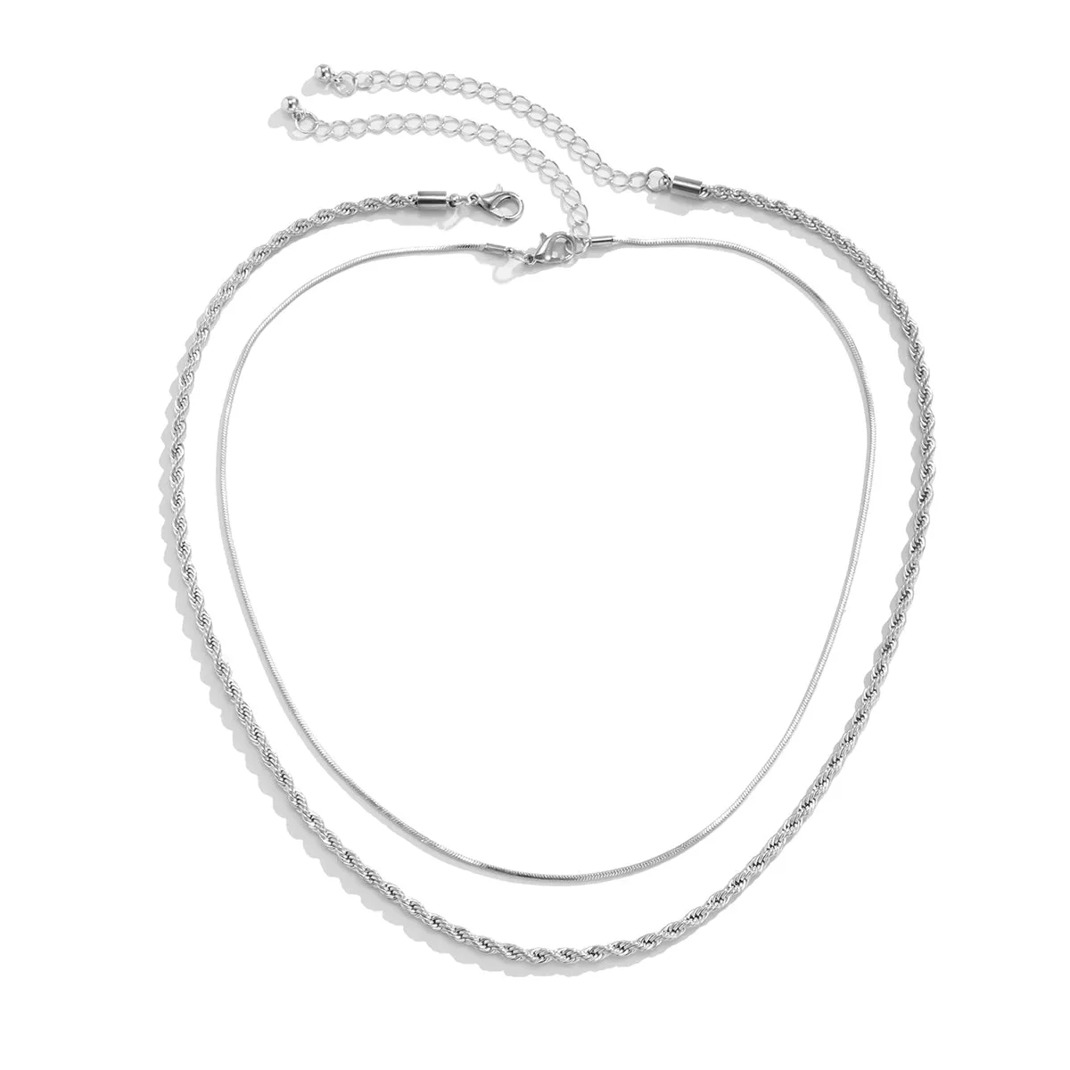 Silver-Plated Twine Necklace Set