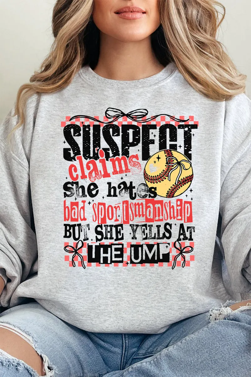 Softball Suspect Yells At The Ump Heavy-weight Crew Sweatshirt