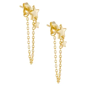 Solid Star Chain Stud Earring