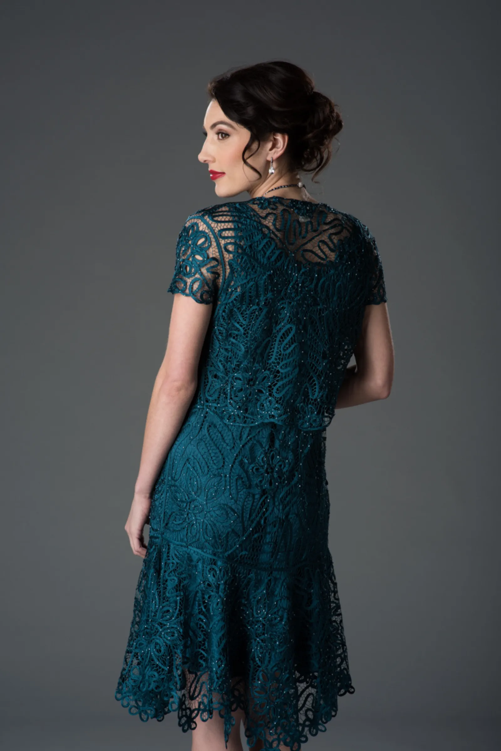 Soulmates C9125 Silk Party Dress with Cap Sleeve Jacket Set