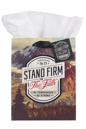 Stand Firm in the Faith Mountain View Floral Medium Gift Bag