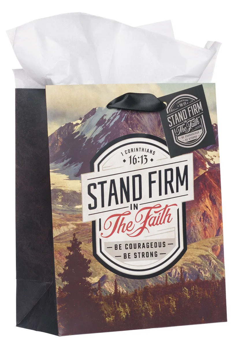 Stand Firm in the Faith Mountain View Floral Medium Gift Bag