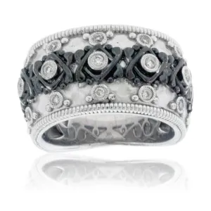 Sterling Silver Wide Diamond Fashion Band