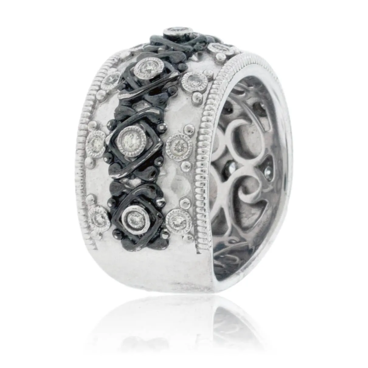Sterling Silver Wide Diamond Fashion Band
