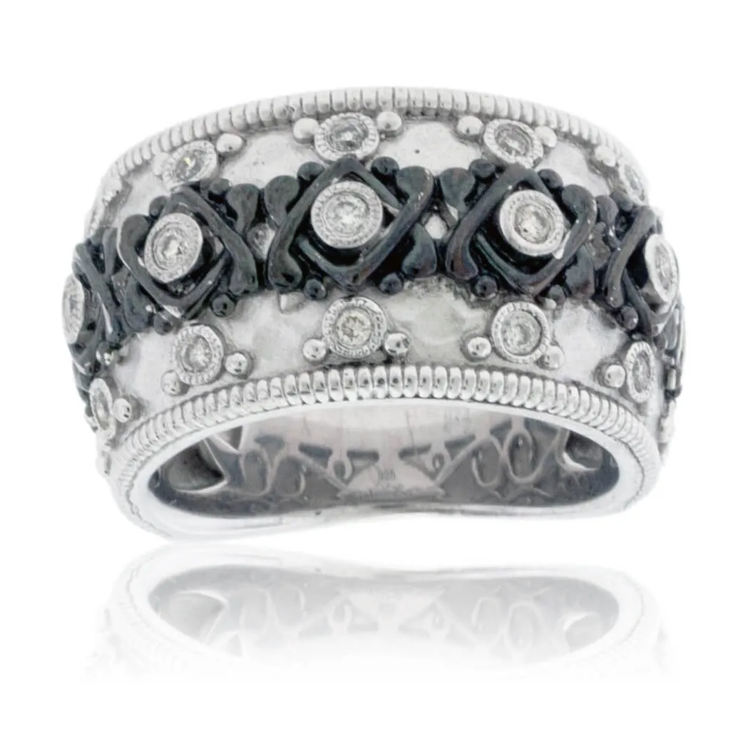 Sterling Silver Wide Diamond Fashion Band
